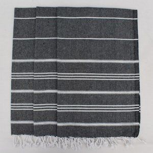 Organic Cotton Turkish Striped Hand Towel Gray